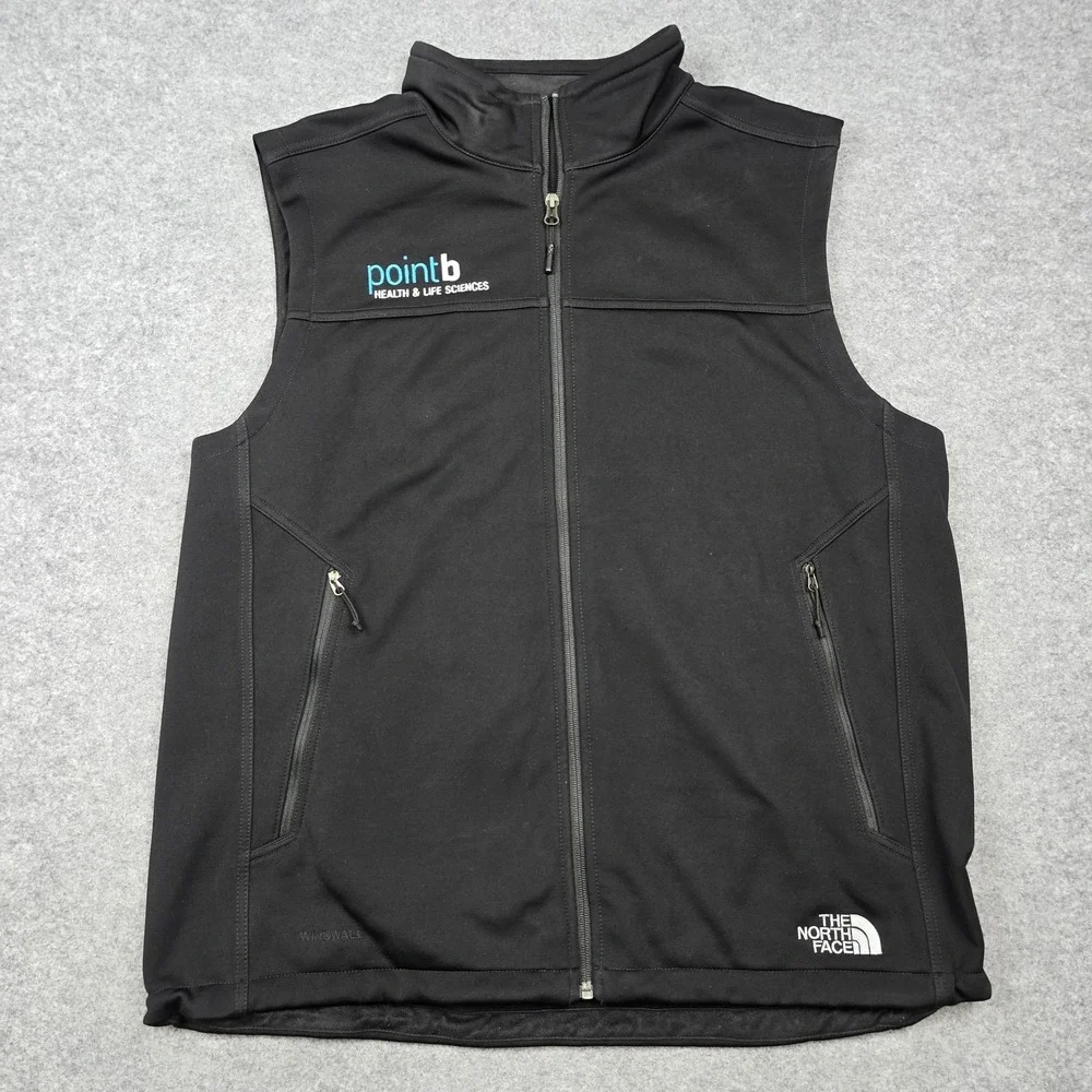 The‎ North Face Vest Mens XL Black Windwall Soft Shell Full Zip Pockets Lined